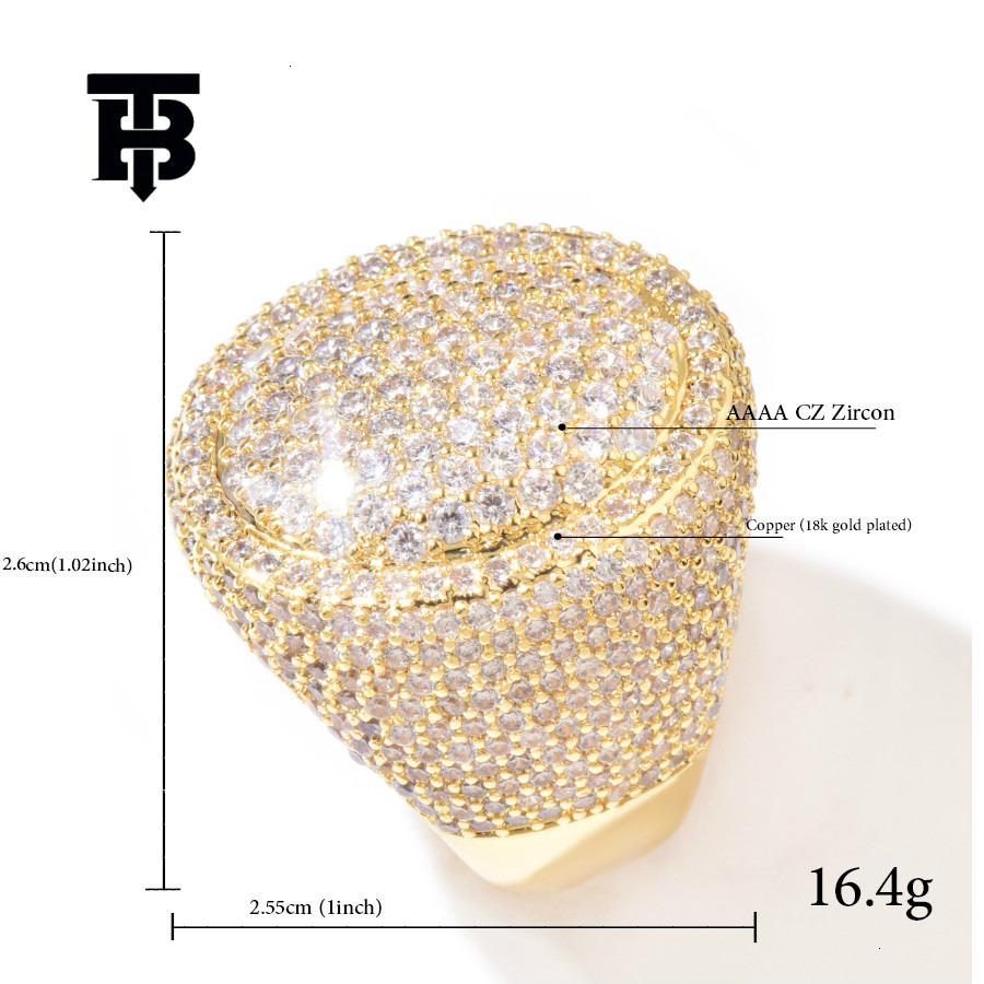 TB BHULAMTE Free Shipping New Designer Accessory Egg Shaped Ring Copper Inlaid Zircon Full Diamond Personalized Hip-hop Fashion