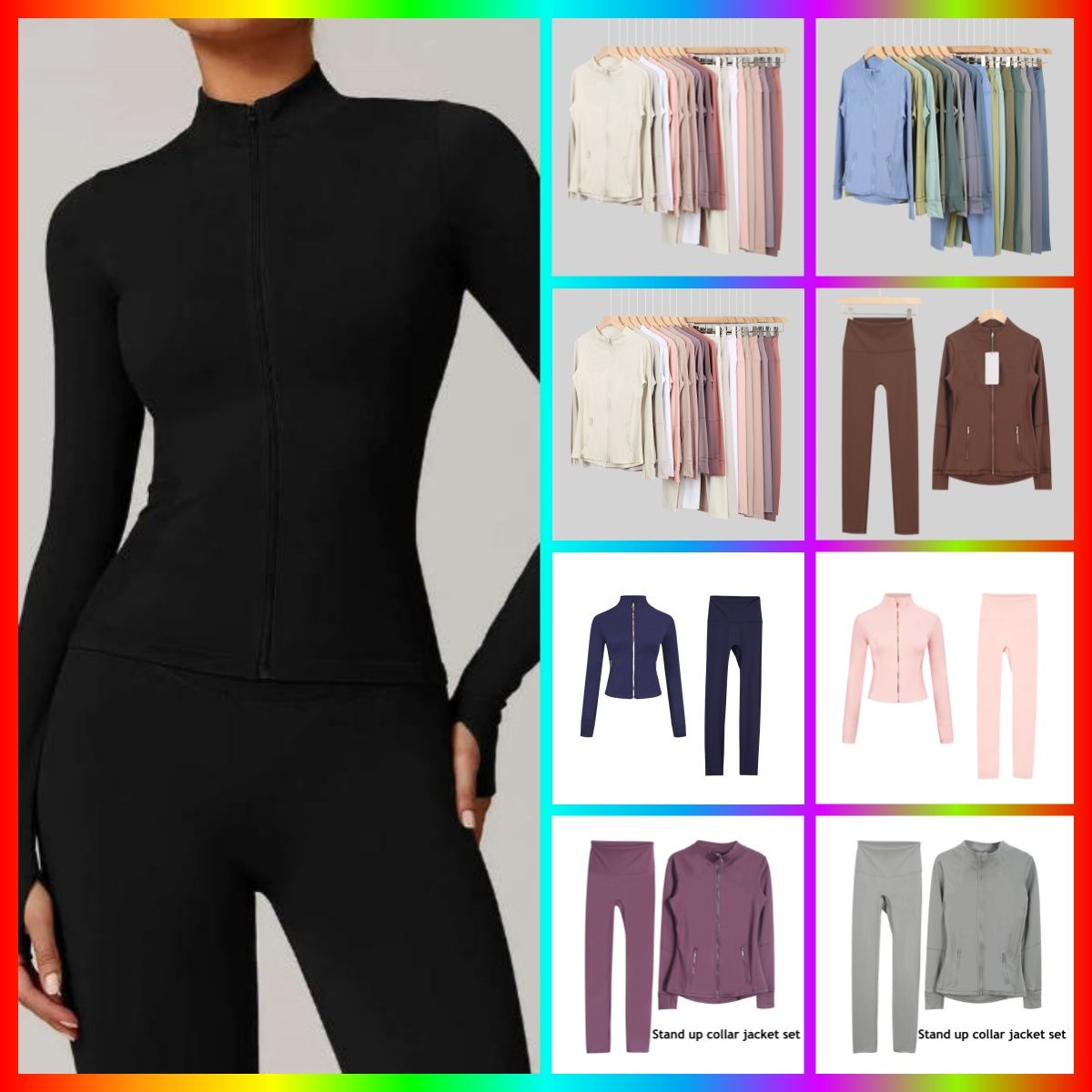 Workout set Gym sets Women Yoga Sets jackets shorts leggings flared Pants Push Up Fitness sets High Waist Sports Zip Up Coat Elastic Sportswear Outfits Gym Tracksuits
