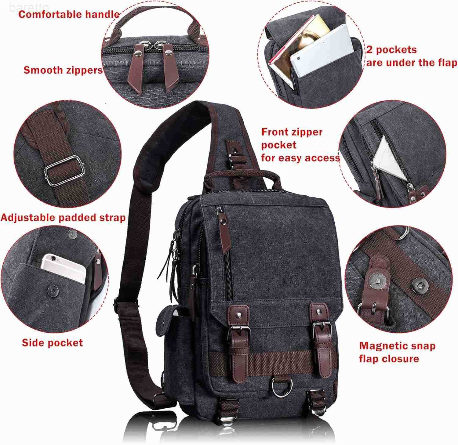Retro Crossbody Bag Sling Bag Canvas Messenger Bag for Men Women Shoulder Bag Crossbody Handbags Satchel Travel Bag Z250909