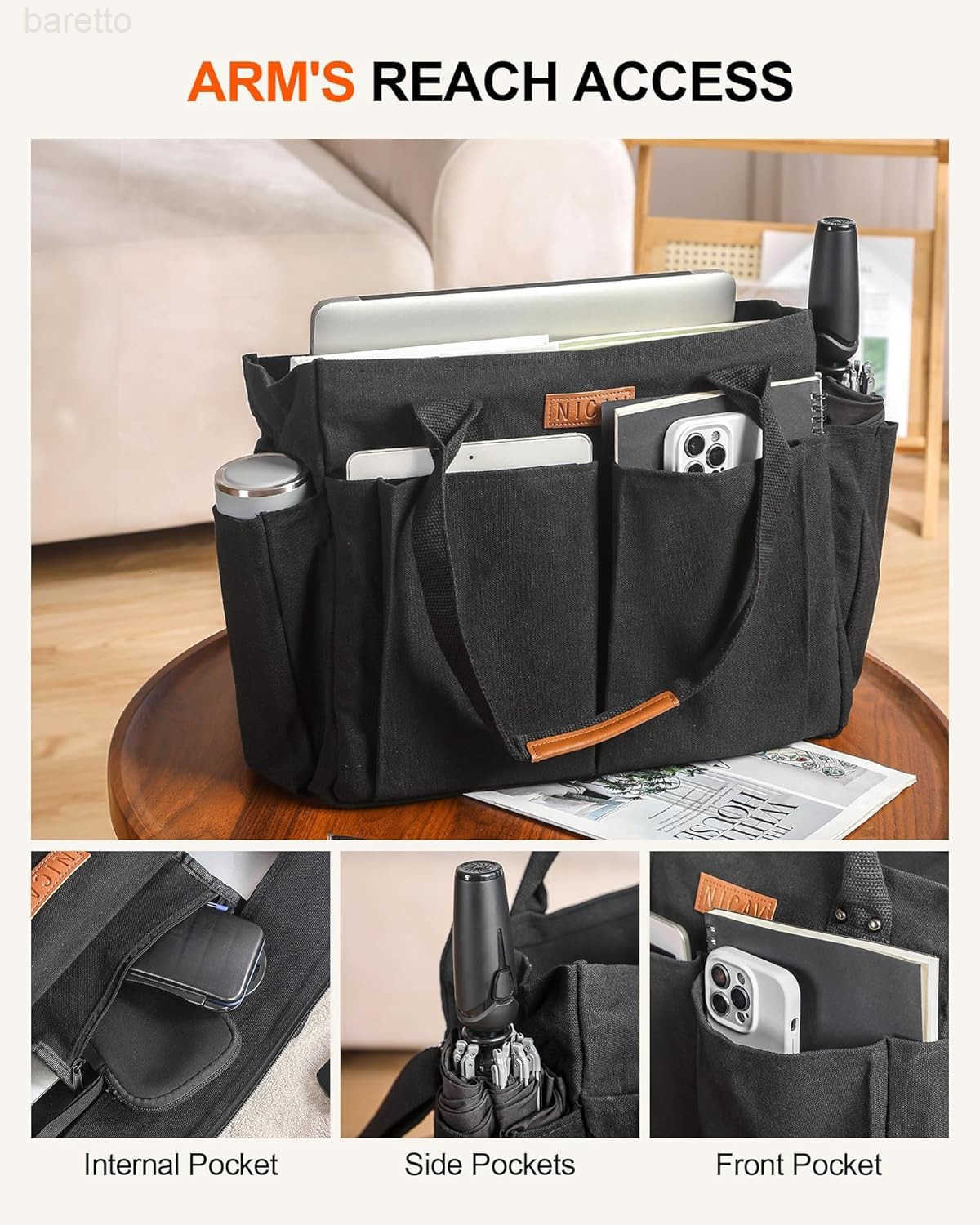 Canvas Tote Bags for Women Large Utility Tote Bags with Pockets Zip Top for Teacher Nurse Work Z250909