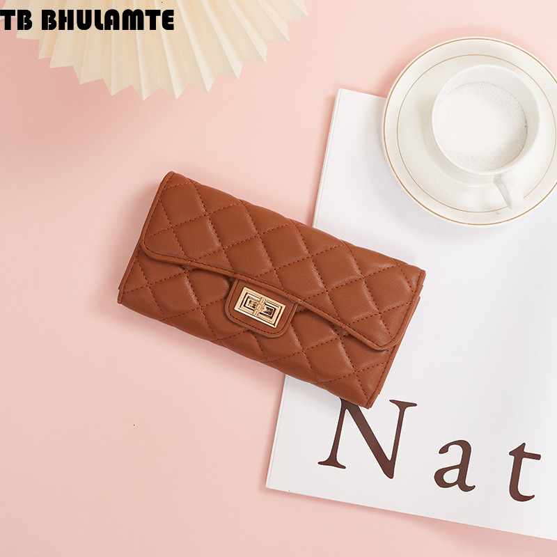 TB BHULAMTE Designer Wallet Cross-border Quilted Women's Wallet Long Style 70% Off PU Luxury Bag Leather Clutch Large Capacity Coin Purse Simple 