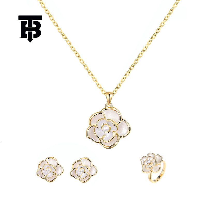 TB BHULAMTE Internet Hot Sale Women's Luxury Chanel Style Necklace And Earring Set High-end Designer Collarbone Chain Niche Gift Jewelry Gold-pla
