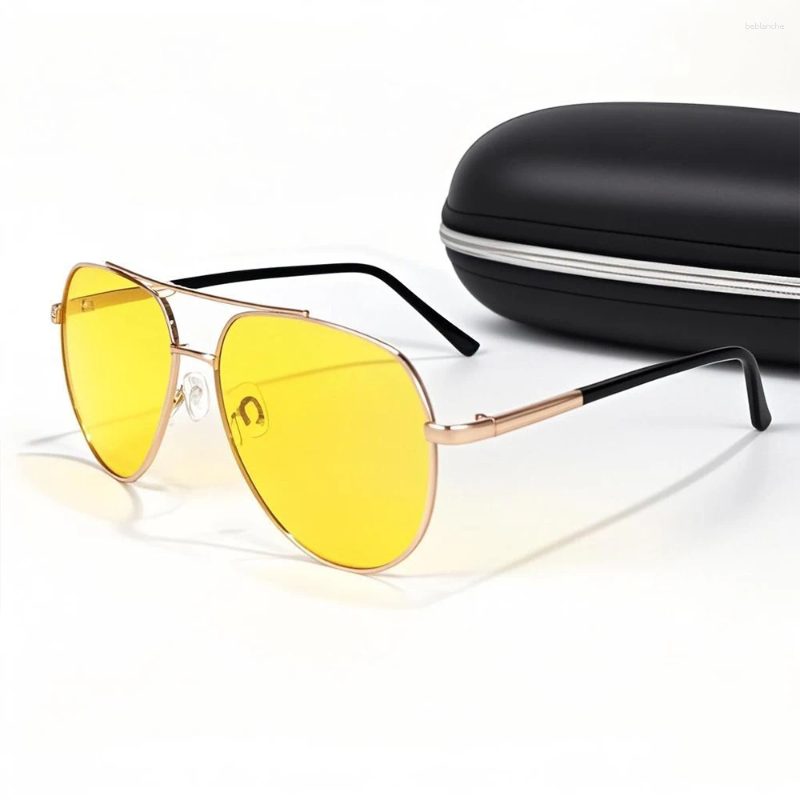 Sunglasses Pilot Night Vision Polarized For Men Women Fashion Classic Vintage Design Driving Fishing Yellow Polaroid Sun Glasses