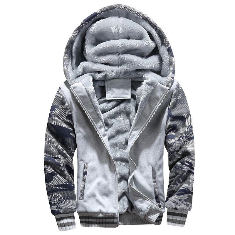 Free shipping classic popular winter camouflage sweatshirt mens casual sports cardigan sweatshirt jacket with thick velvet insulation sweatshirt