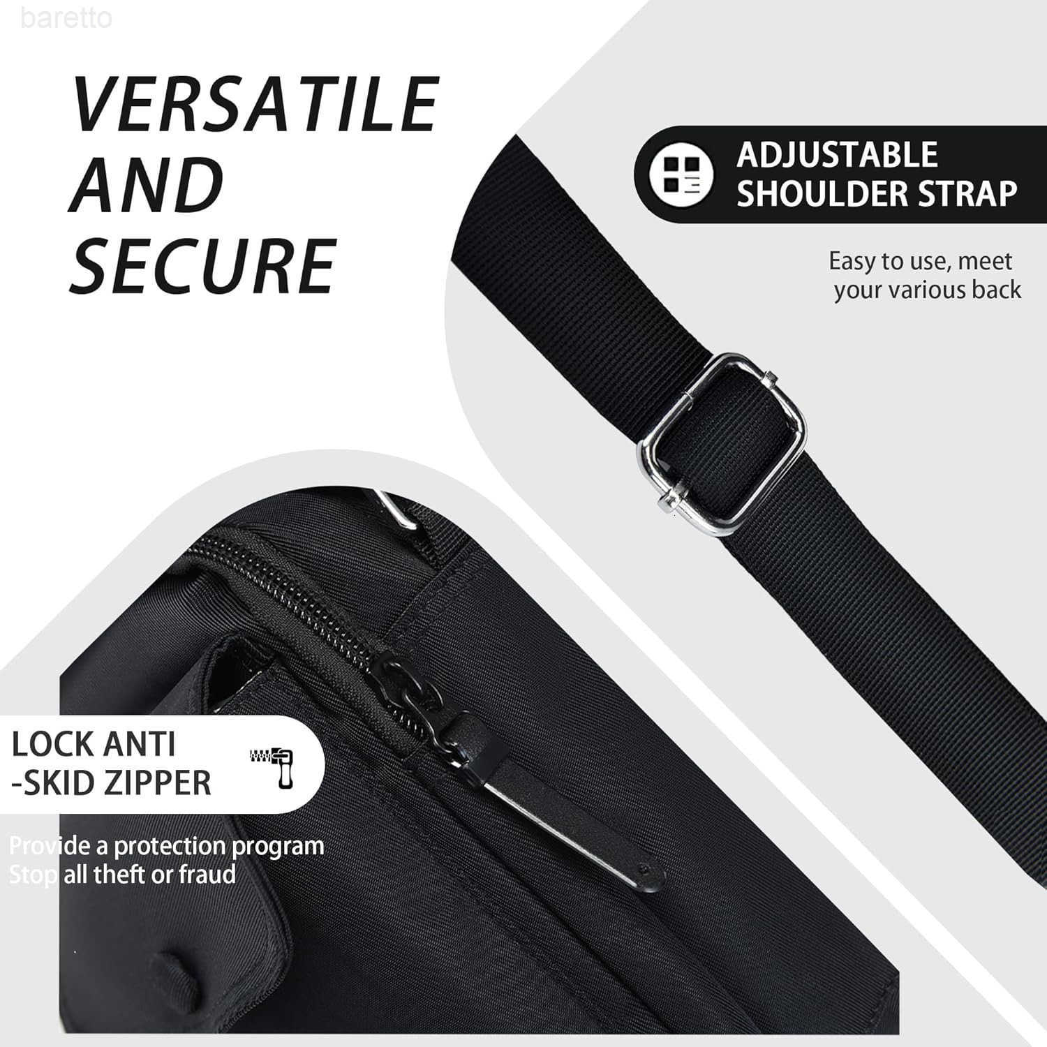 Nylon Crossbody Bags for Women with Adjustable Strap Mini Purse Shoulder Bag Traveling WorkoutBlack Z250909