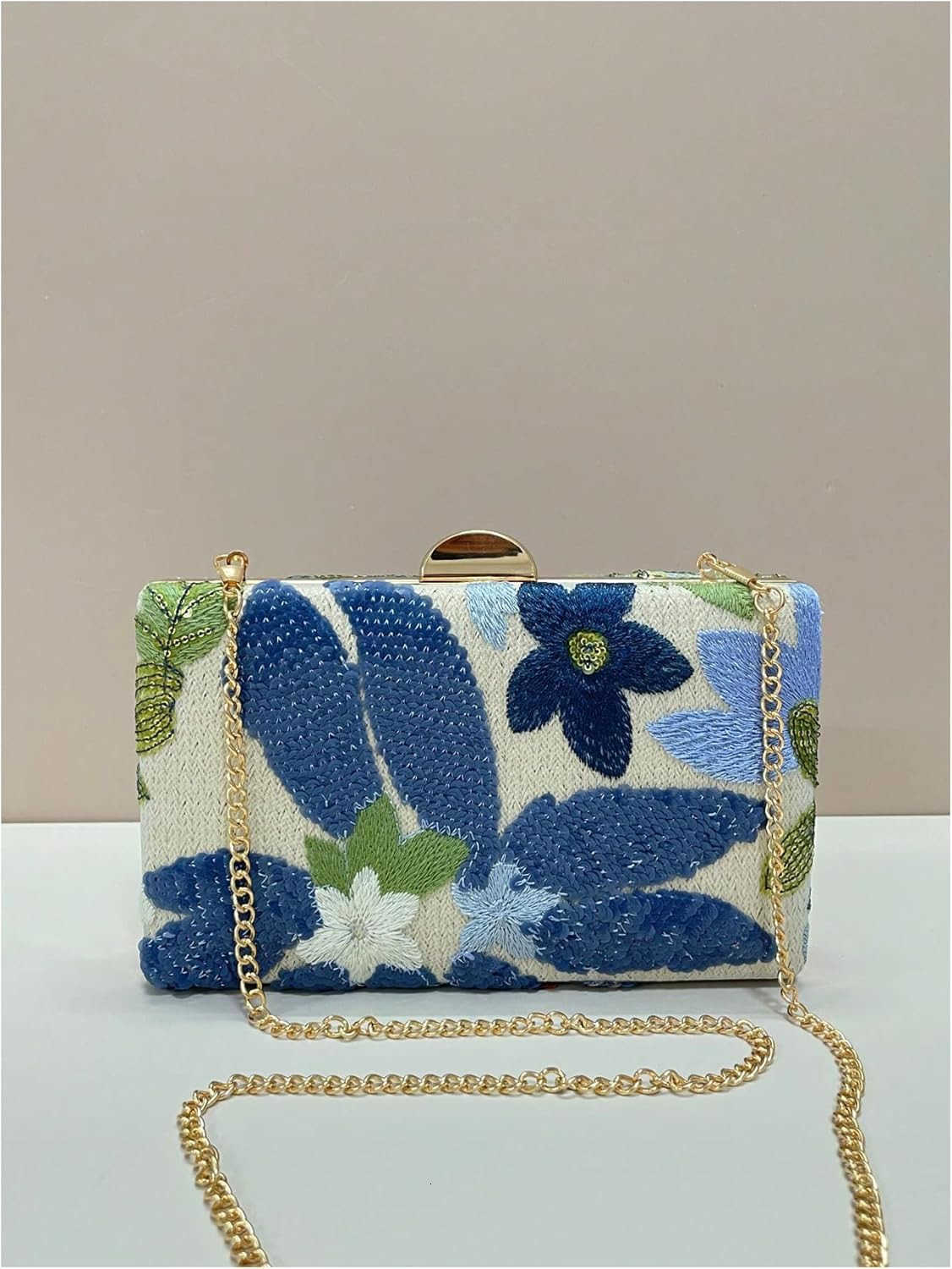 Womens Sequin Floral Embroidery Evening Beaded Clutch Bags Elegant Mini Crossbody Purses Wedding Party Bag Z25909