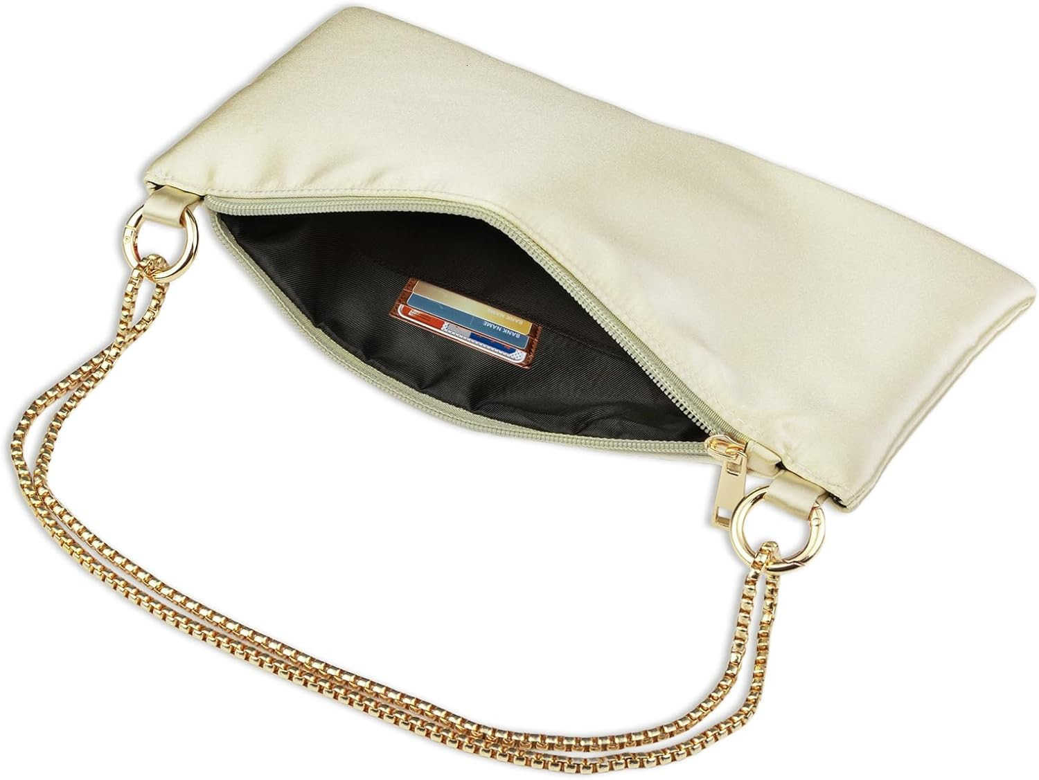 Satin Evening Handbag Wedding Prom Clutch Purse Formal Cocktail Party Clutches Shoulder Bag with 2 Bag Chains Z25909
