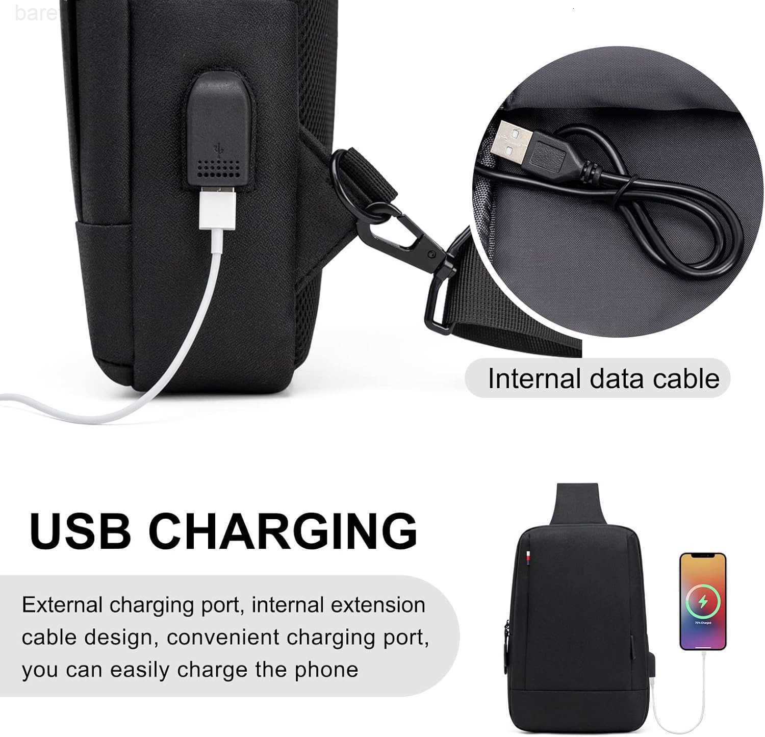 Bag Crossbody Bag Men with USB Charging Port Small Messenger Bag Cross Body Shoulder Bag Sling Backpack Women Z250909