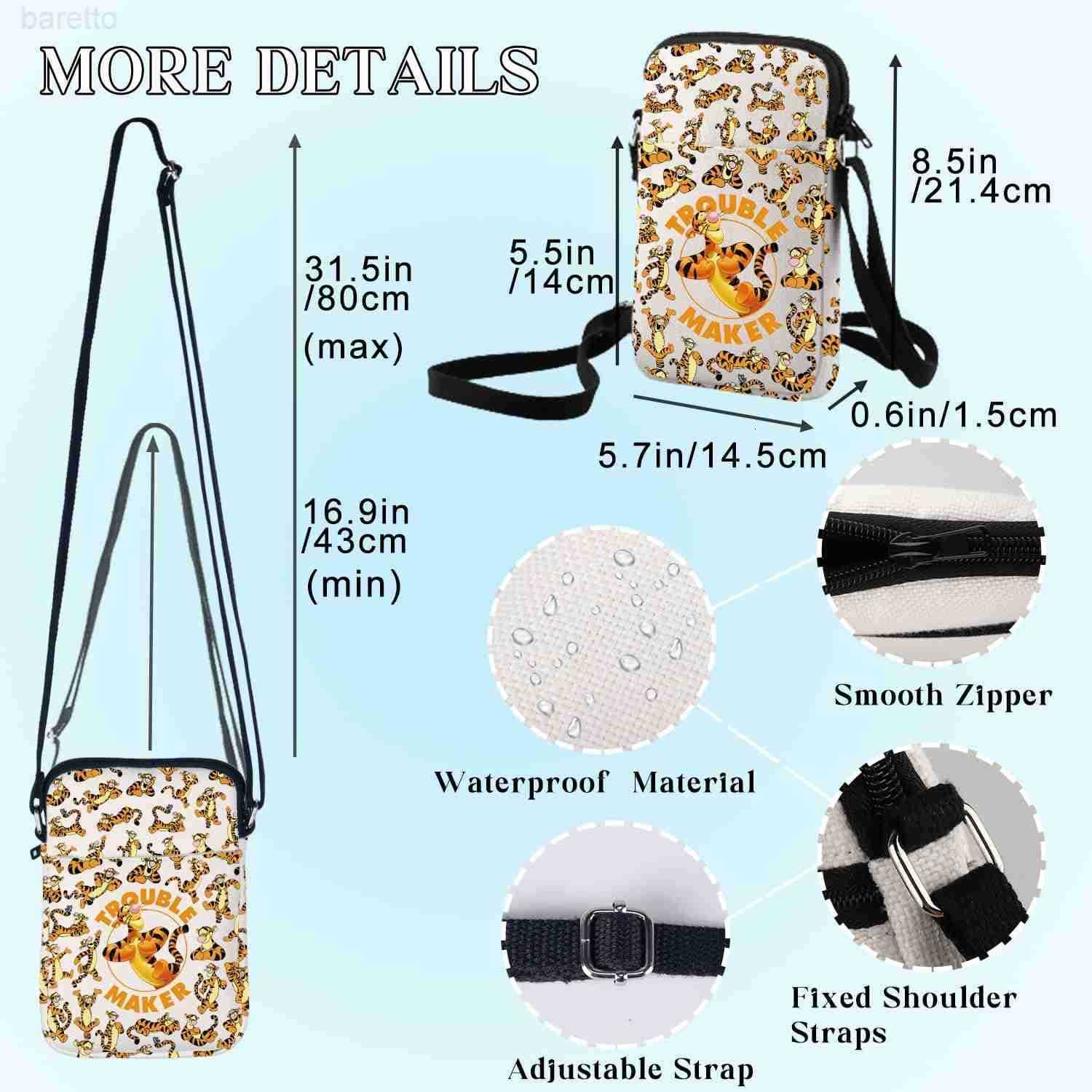Cartoon Tiger Crossbody Bag Fairy Tale Gift Trouble Maker Shoulder Bag Cartoon Merchandise Z250909