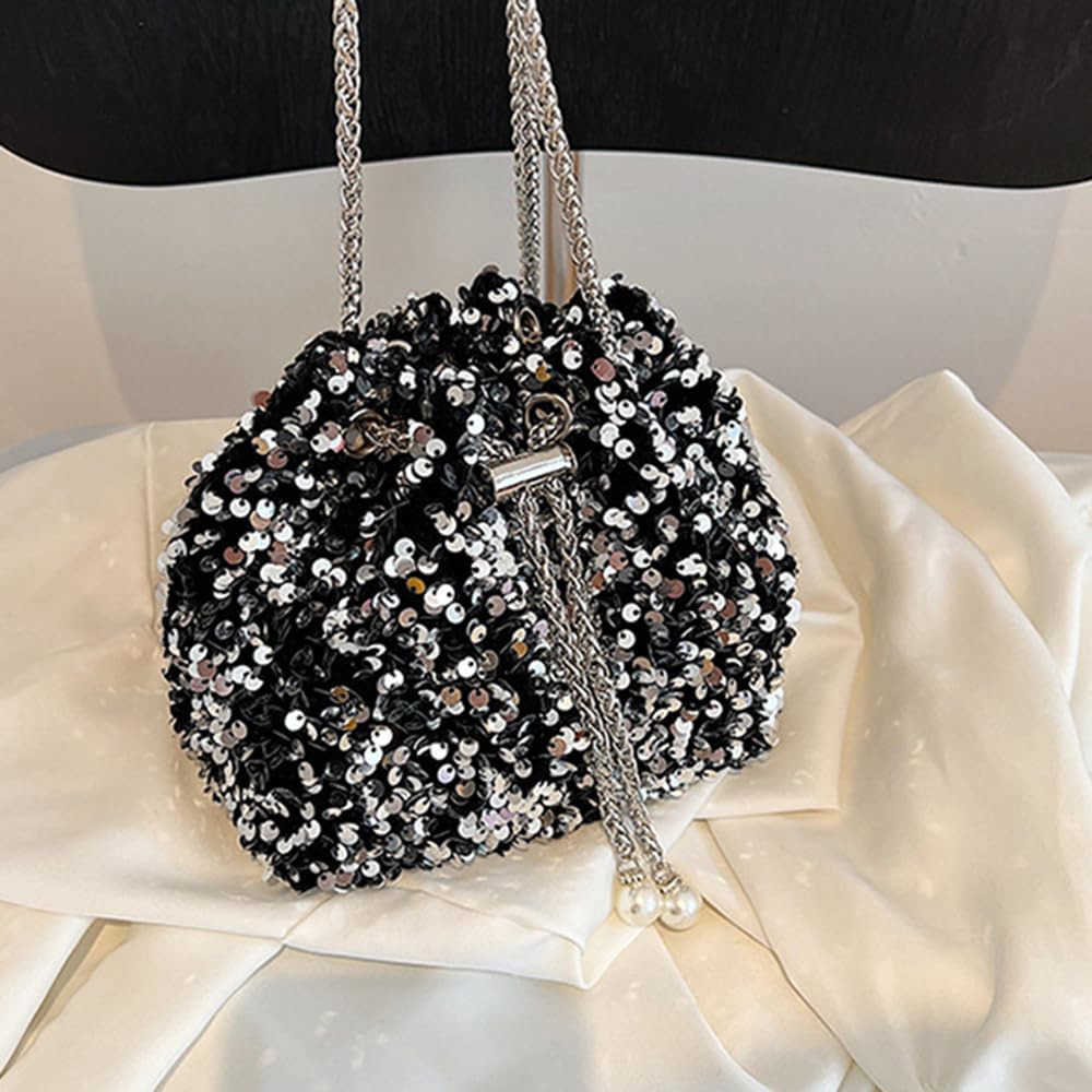 Shinny Evening Bag Bucket Purse Handbag Shoulder Bags Sequin Crossbody Bag Party Prom Crossbody Bag for Women Z25909