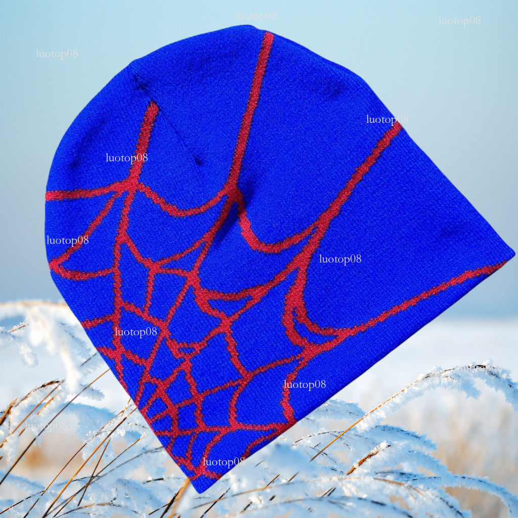 fashion designer 2025 new spider mesh jacquard autumn winter coldproof warm knitted hat unisex trendy luxurious casual hat