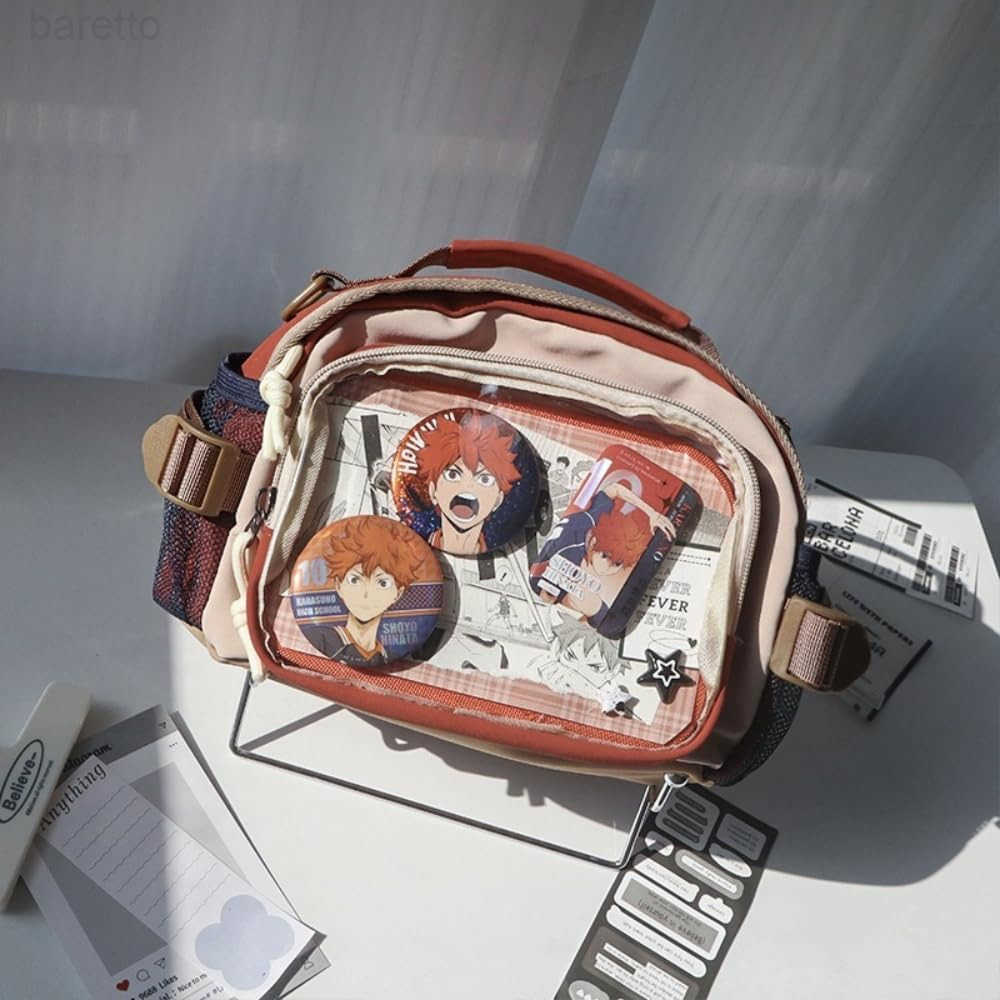Bag Pin Display Backpack with Insert Canvas Single Shoulder Crossbody Bag Contrast Handbag and Purse for Women Orange Z250909
