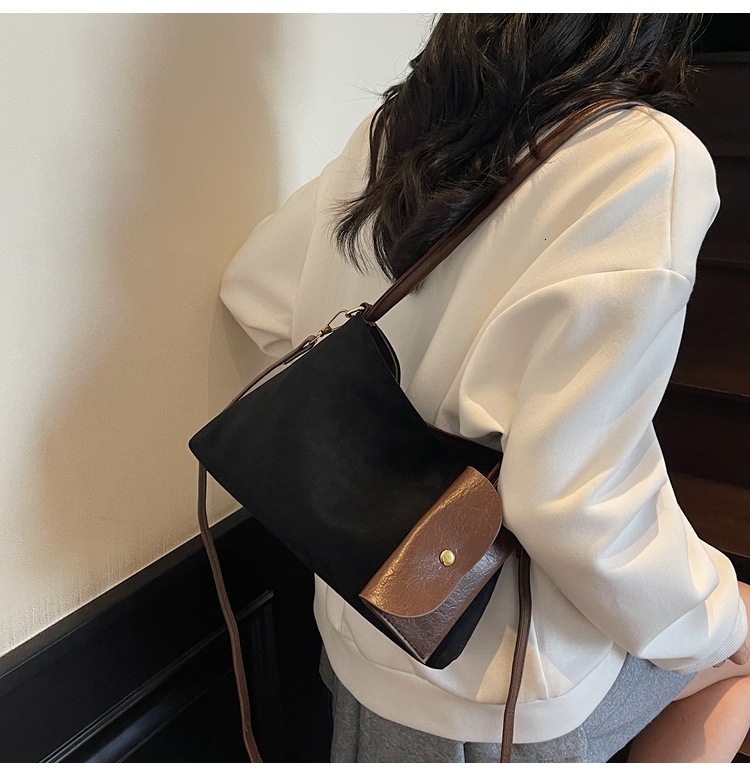Suede Leather Underarm Bag Retro Style Women's Shoulder design Bag Minimalist Style Handbag Autumn New Item Solid Color Minimalist Designer Bag