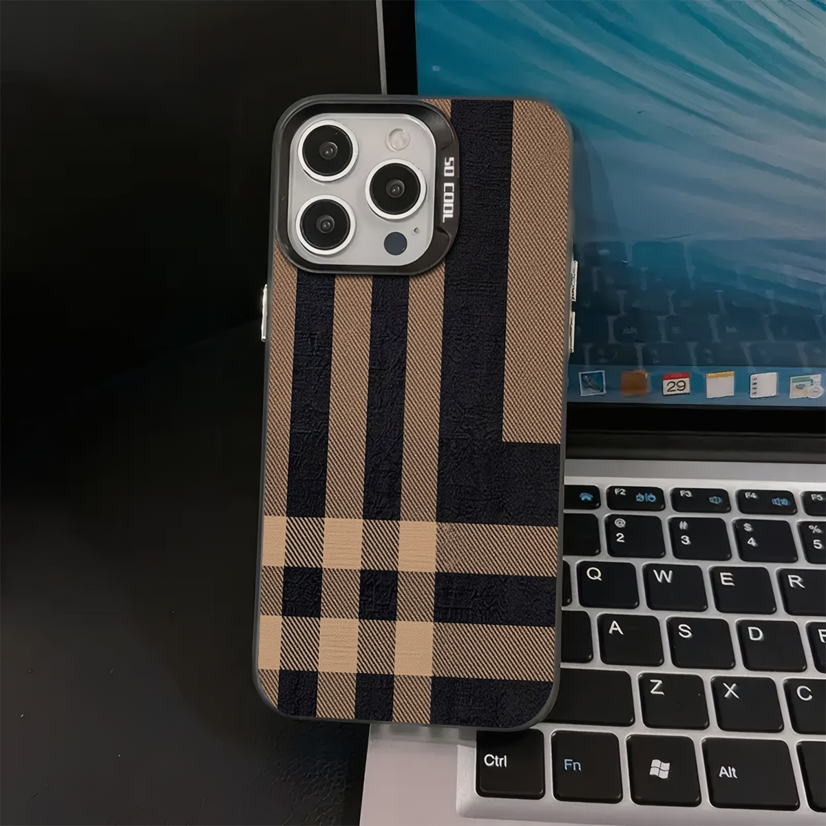 Dunhuang - Style Plaid Pattern Phone Case, Compatible with iPhone 11/12/13/14/15/16, Unique Ethnic Design, Protective Stylish Cover