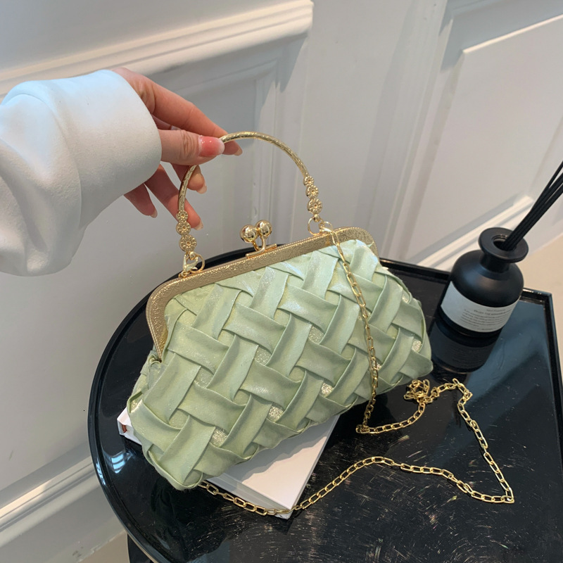 Luxury Brand Designer Bag Gentle Fashion Simple Woven Handbag 2023 Spring Summer New Stylish Chain Shoulder Crossbody Bag Women's Trendy Bag
