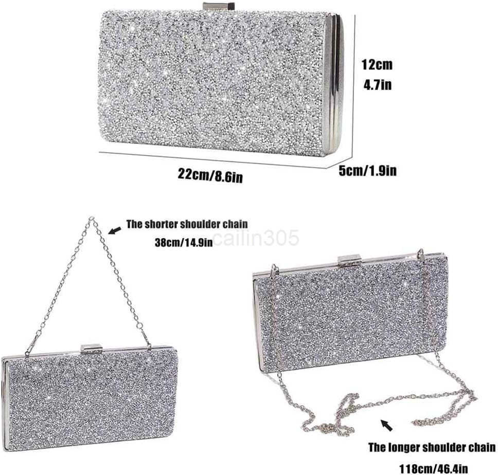 Glitter Evening Clutch Bag Single Sided Diamond Bag Crossbody Purse Wedding Party Bag for Women Z25909