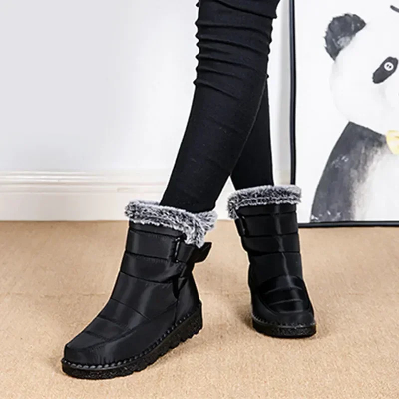 Waterproof Winter Boots for Women Faux Fur Long Plush Snow Boots Woman Platform Shoes Warm Cotton Couples Ankle Boots 250903