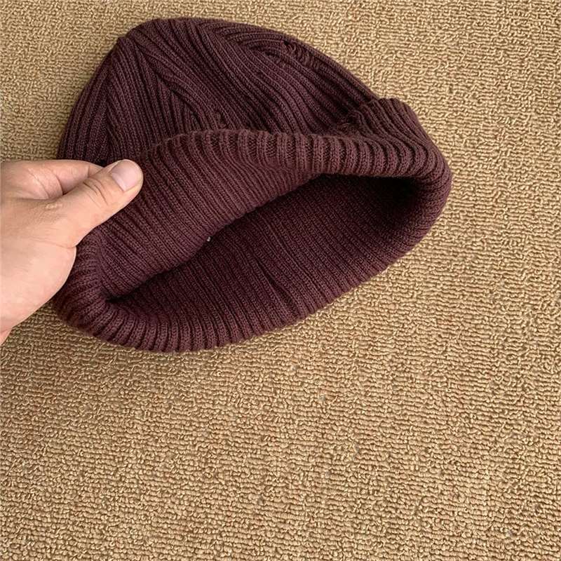 designer hat autumn winter high street fashion distressed knitted unisex versatile metal wool hat couple beanie cap