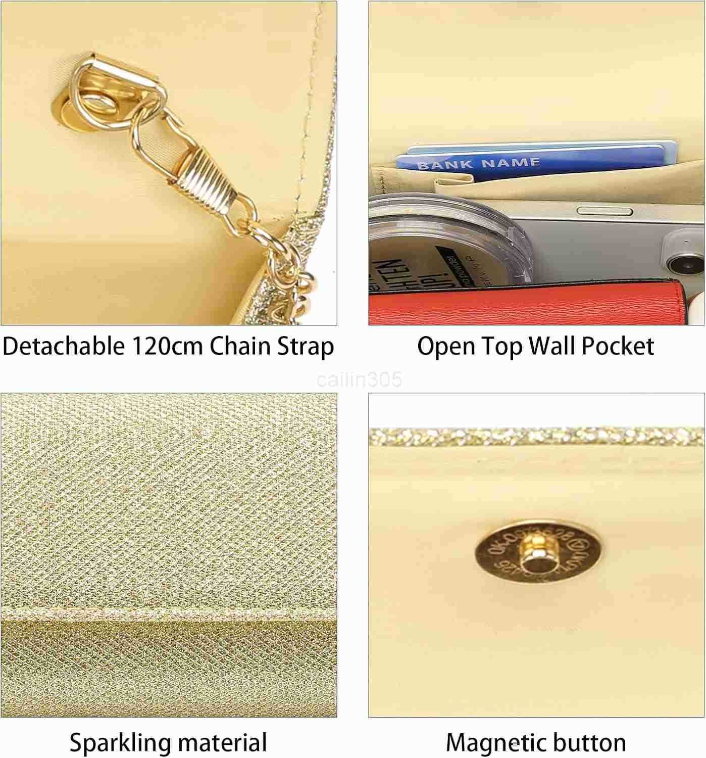 Purses for Women Evening Bag with Detachable Chain Ladies Sparkling Party Handbag Wedding Bags Z25910