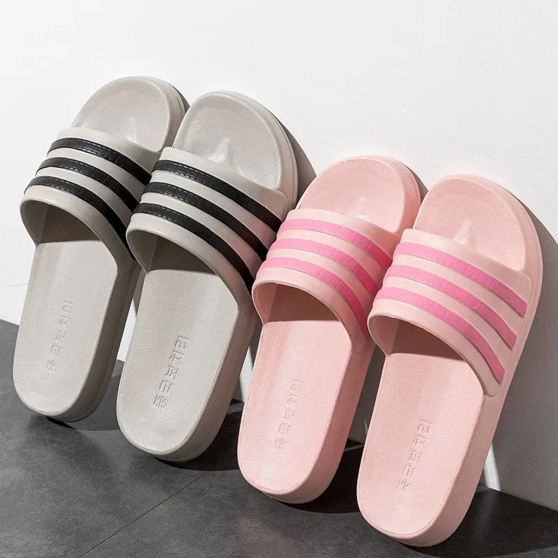 Unisex Flat Slippers Women Summer EVA Casual Beach Slides Shoes Fashion Stripe Outdoor Sandals Couple Home Bathroom 250909