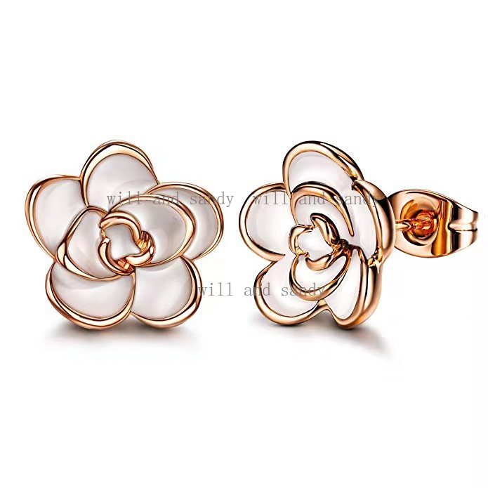 Rose Flower Stud Earrings for Women Hypoallergenic Cute Gold Silver Rose Flower Earrings Studs for Christmas Birthday Gift Fine Jewelry Nickel Free