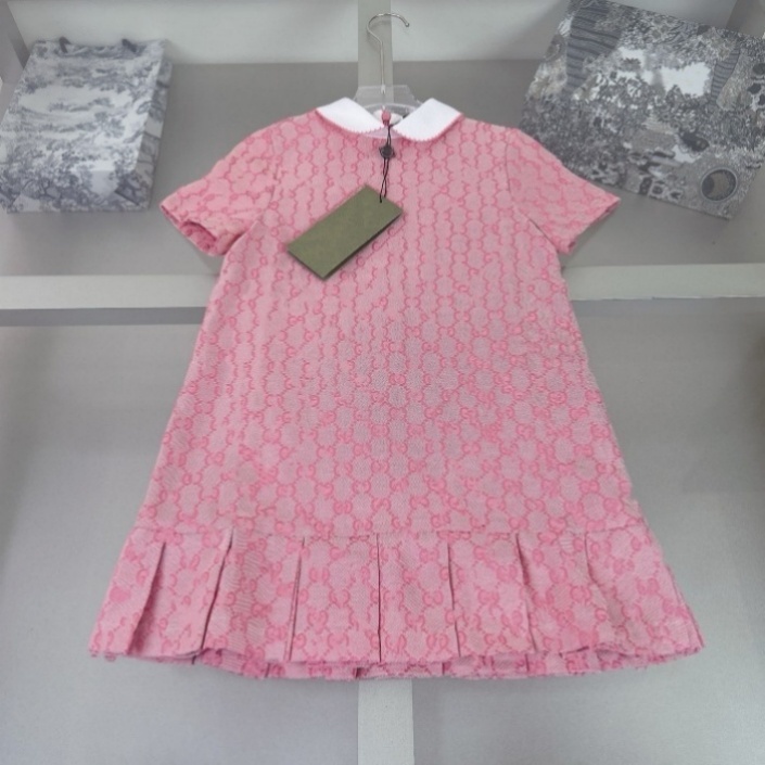 Luxury designer girl dress, summer fashion short-sleeved dress, girl designer clothing, casual pure cotton polo dress size 90cm-150cm G2