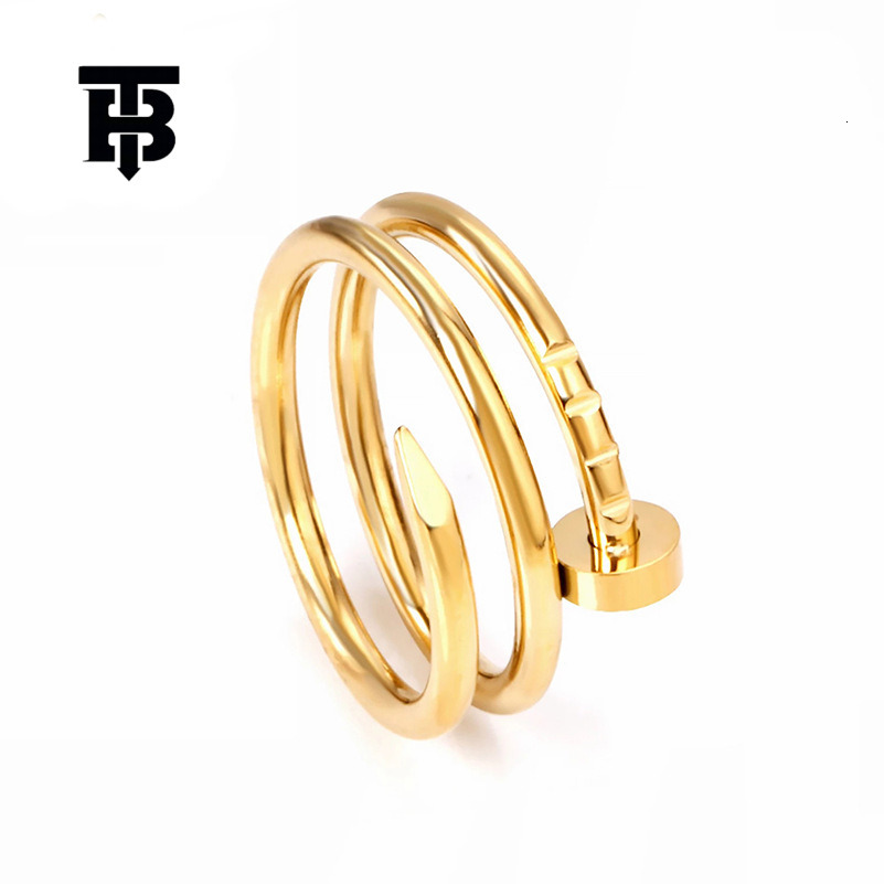 TB BHULAMTE Free Shipping New Designer Accessory Star Harmony Nail Titanium Steel Ring For Couples Classic Diamond Free Spiral Index Finger Jewelry Na