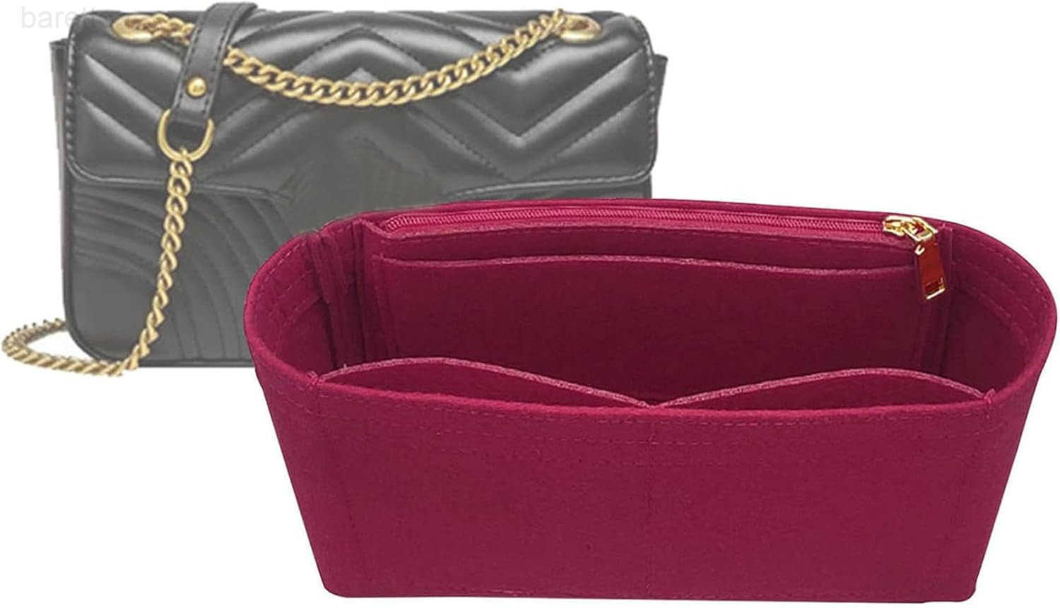 Purse Organizer insert pocket for marmont matelass shoulder bagsingle pack with zipper 2000AbrownM Z250909