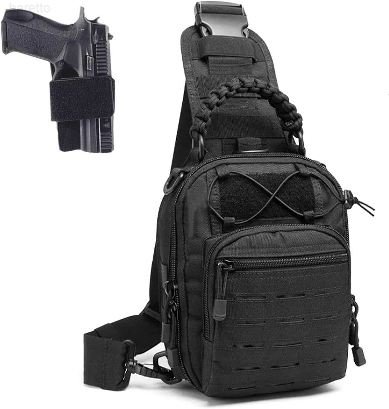 Compact Concealed Carry Sling Bag Cut Molle Pistol Holster EDC Single Shoulder Chest Backpack Pack Black Z250909