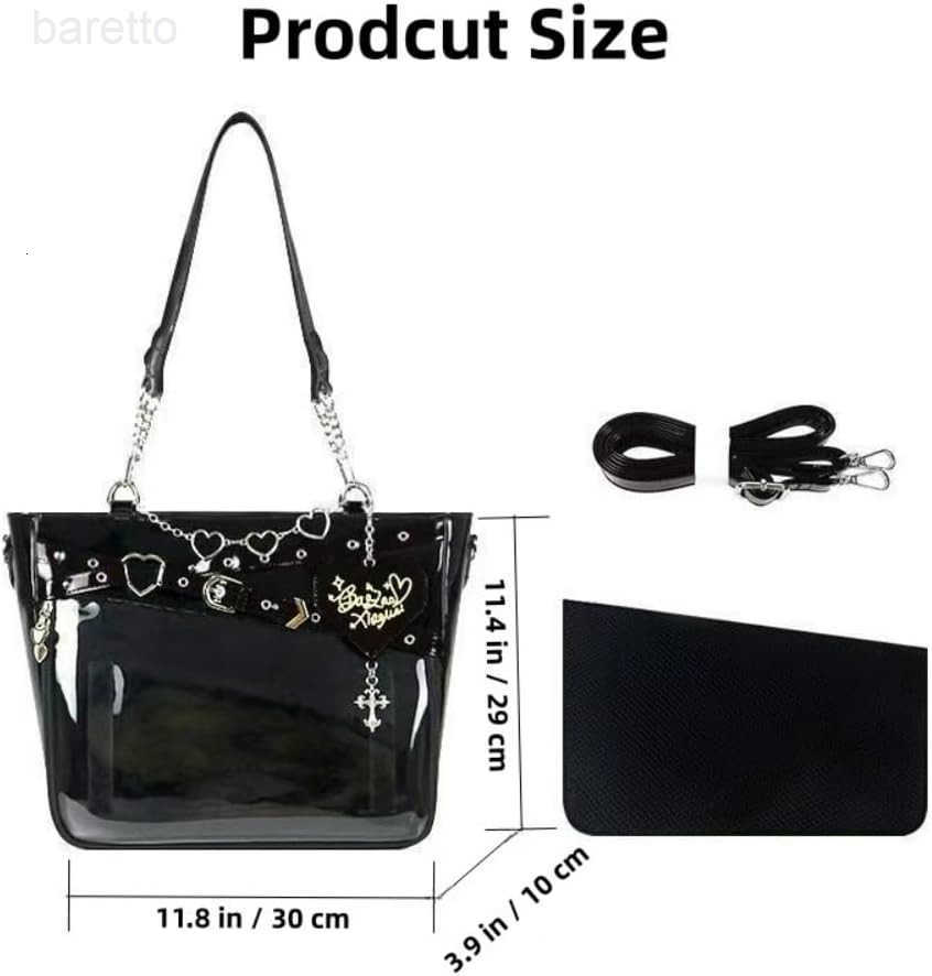 Bag Pins Display Single Shoulder Crossbody Bag PU Leather Big Capacity Handbag Chain Clear Purse with Insert Black Z250909