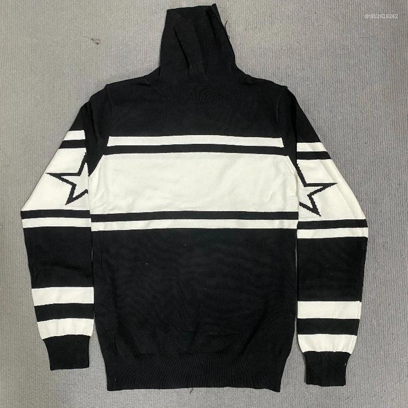 Designer Women's Knits Knitted High Neck Warm Sweater With A Design Sense Of Autumn And Winter Color Blocking Versatile Cotton Ins Style Pullover