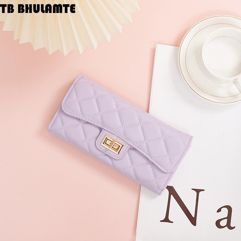 TB BHULAMTE Designer Wallet Cross-border Quilted Women's Wallet Long Style 70% Off PU Luxury Bag Leather Clutch Large Capacity Coin Purse Simple 
