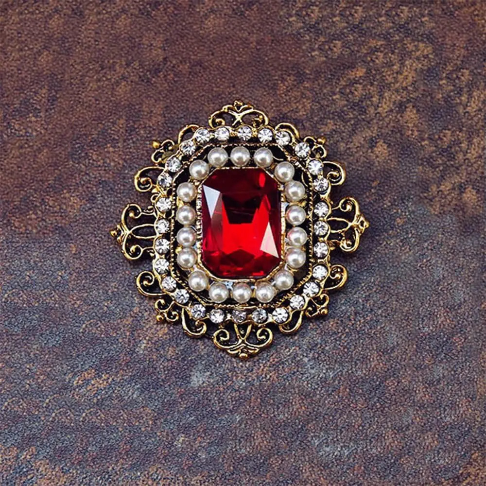 Vintage Rhinestone Brooch for Women Girls Baroque Rectangle Crystal Shell Pearl Brooches Elegant Wedding Christmas Ornament Gift 250909