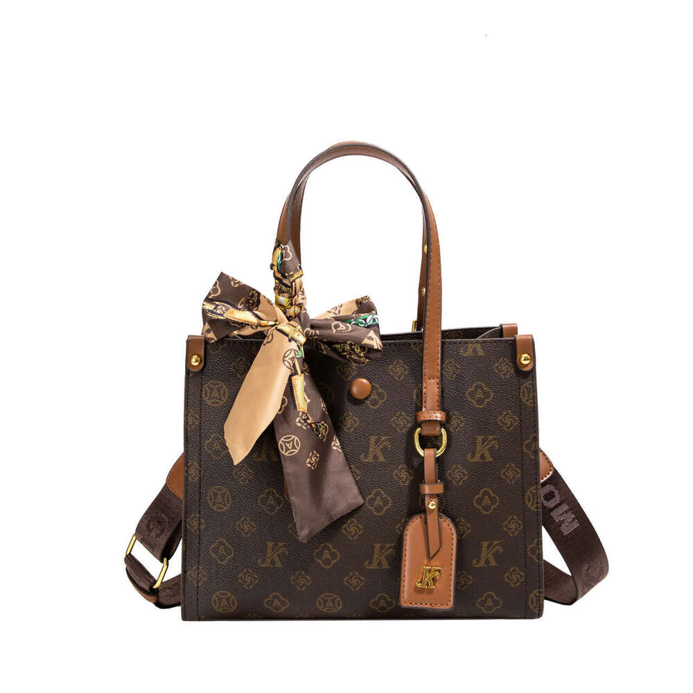 Women's Monica Qiqi Handheld Silk Scarf Monogram Large Capacity Tote 2024 New Single Shoulder Crossbody Bag