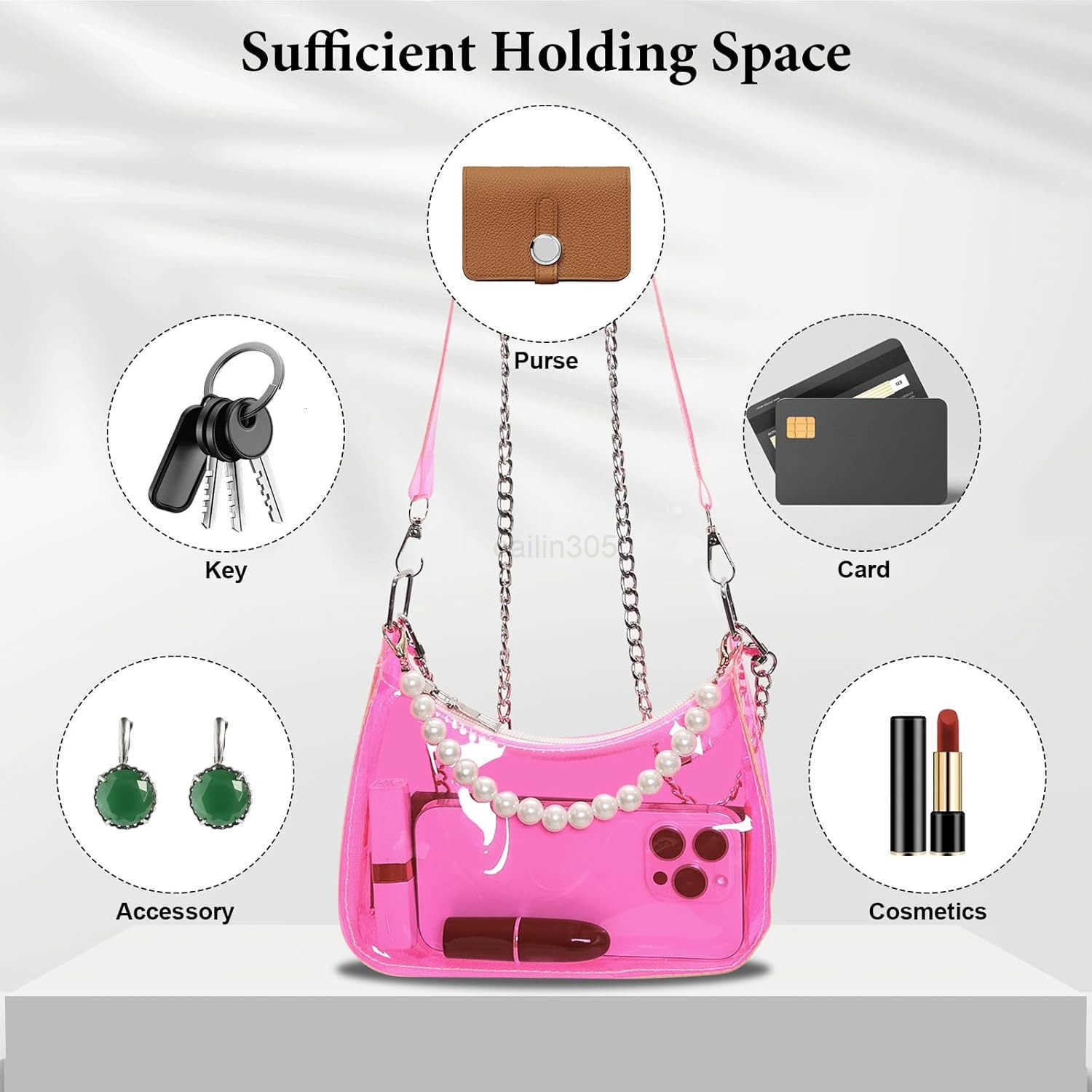Clear Purse for Stadium Events Small Clear Bag Stadium Approved Bag With 3 Strap Stadium Approved Bags for Concerts Z25909