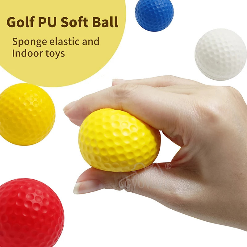 10pcslot Soft Indoor Practice PU Yellow Golf Balls Training Aid Drop Wholesale Gift for Golfers 250909BJ