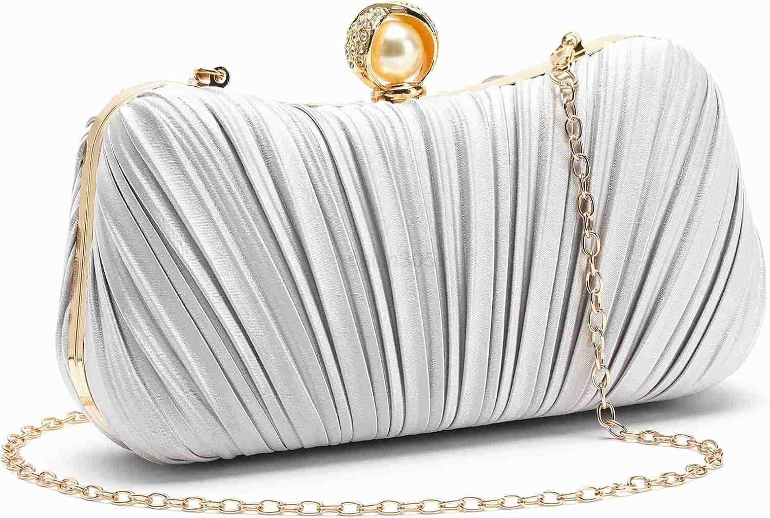 Clutch Purses for Women Evening Bag Pleated Satins Clutch Purse Luxury Handbags for Wedding Party Z25909
