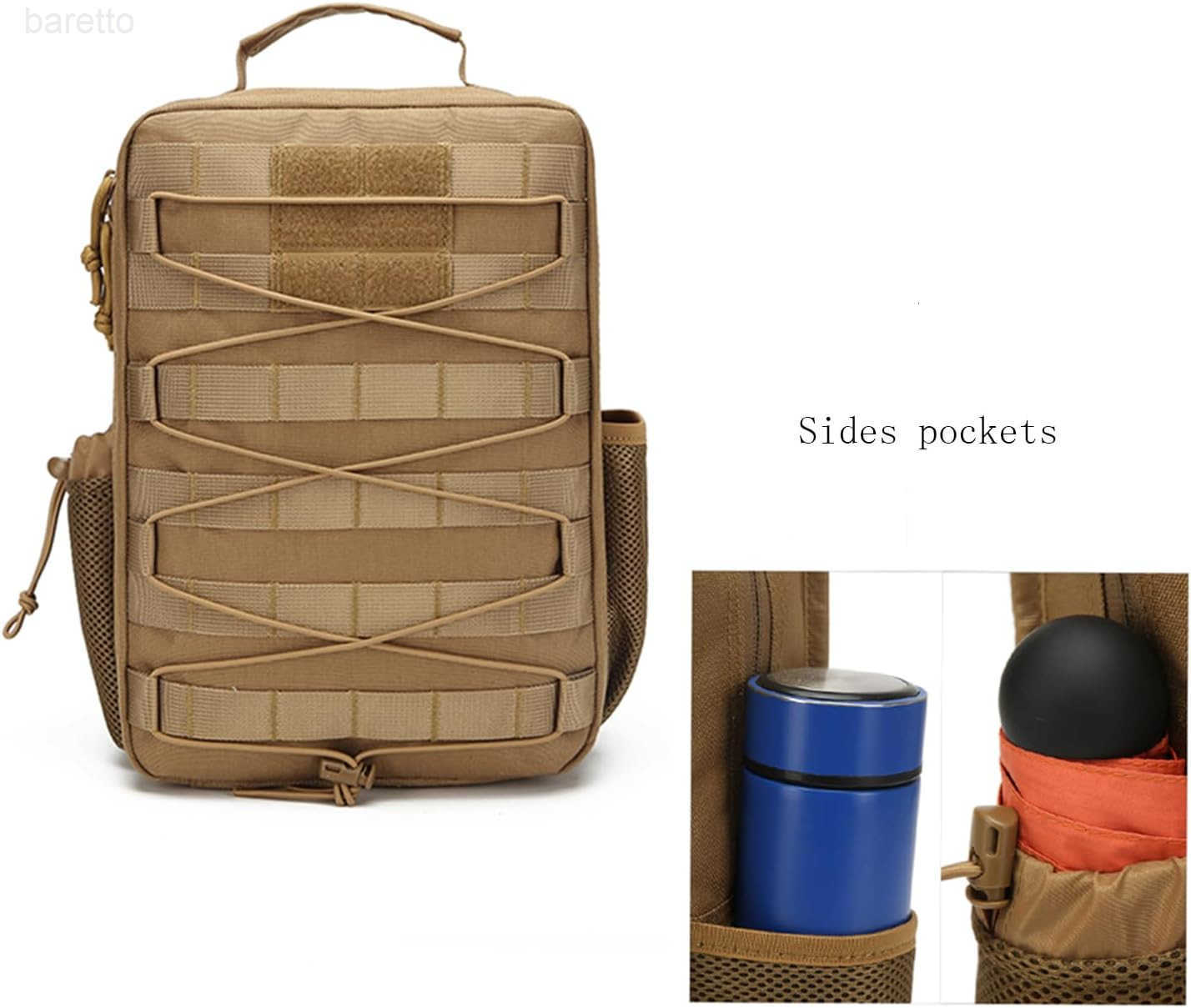 Tactical molle Single Shoulder Bag Large Capacity Multifunctional Backpack for Daily Using or Hiking Traveling Tan Black Z250909