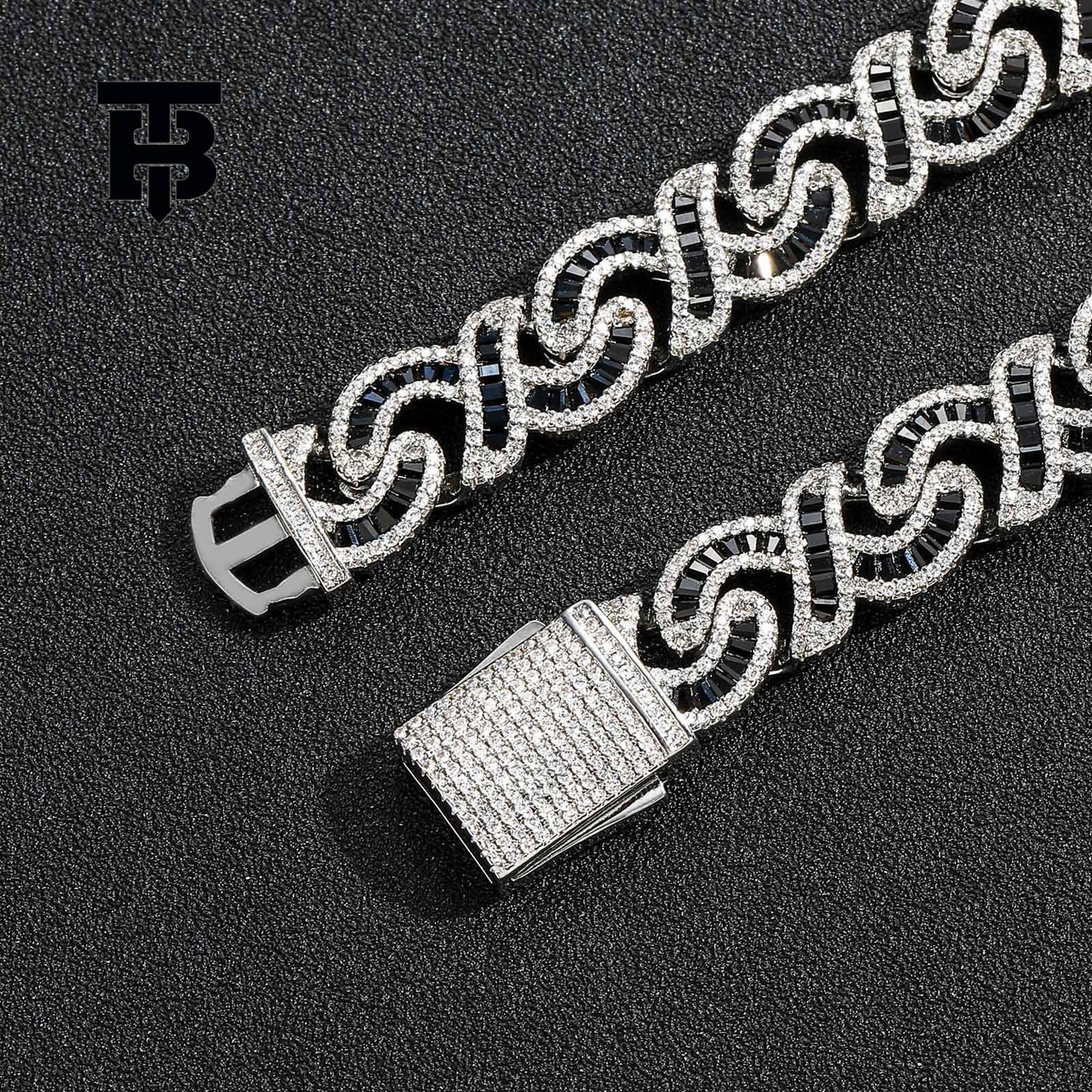 TB BHULAMTE Free Shipping New Designer Accessories Hiphop Character Infinity Cuban Bracelet Black Cubic Zirconia Necklace Rap Mens Trendy Jewelry
