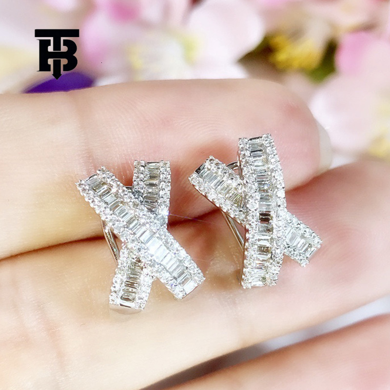 TB BHULAMTE Free Shipping I New Designer Accessories Trapezoidal Square Diamond Earrings Sweet Bow Earrings Women's Casual Earrings