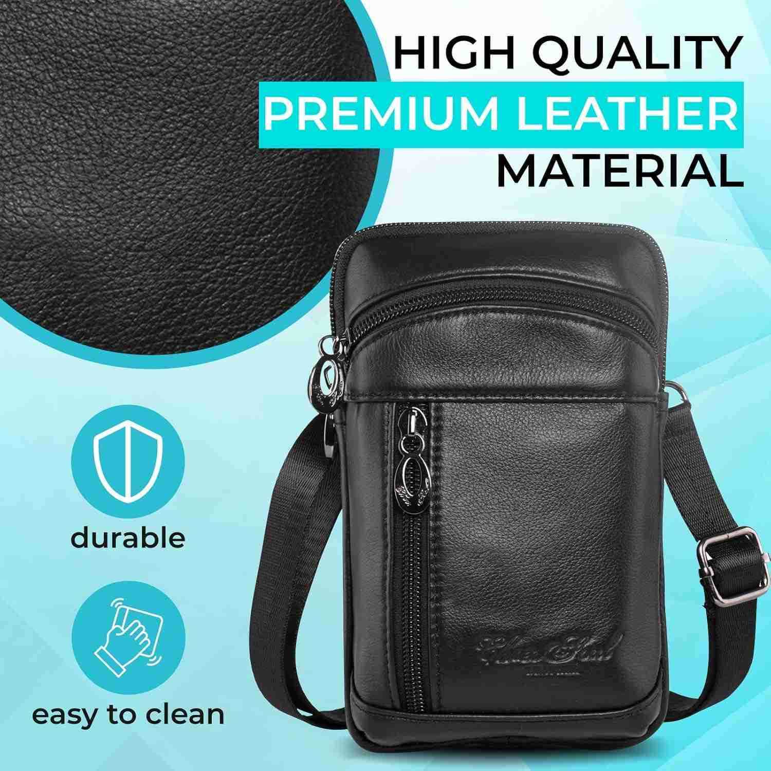 Leather Phone Holster Fits for iPhone 16 15 14 13 12 11 Pro Max Samsung Galaxy S25 Ultra S24 Ultra S23 A15 Wallet Case with Belt Clip Pouch Crossbody 