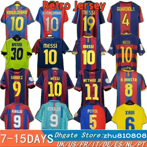 Retro Jersey 96 97 98 99 00 05 06 07 08 09 10 11 14 15 Soccer Ronaldinho A.iniesta Xavi Rivaldo Football Shirts Henry A Iniesta Eto'o PUYOL