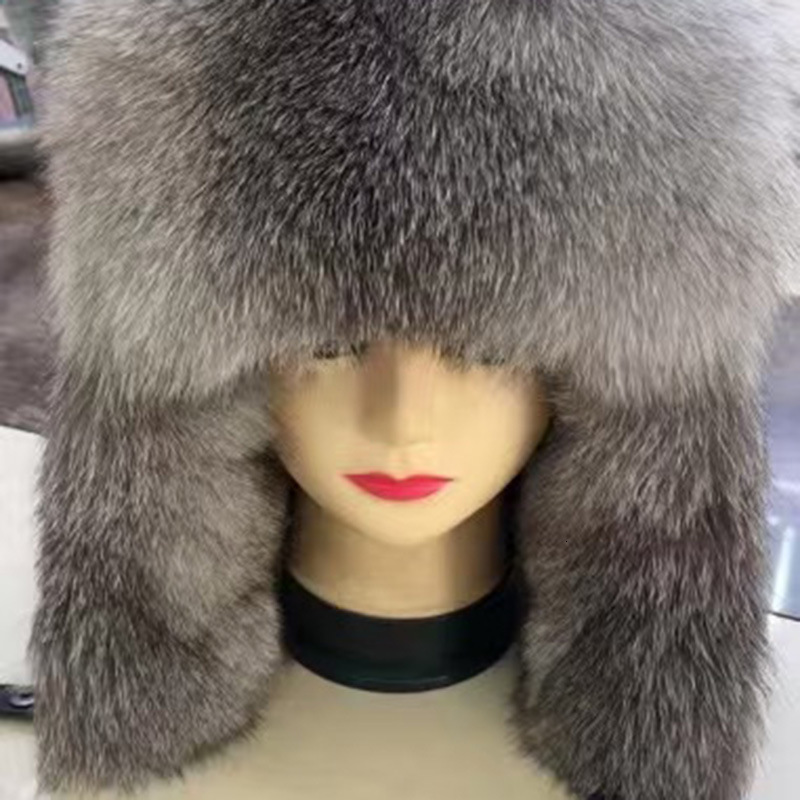 Outdoor Women Natural Fox Fur Russian Ushanka Hats Winter Thick Warm Ears Fashion Bomber Hat Lady Genuine Real Fox Fur Cap 241014