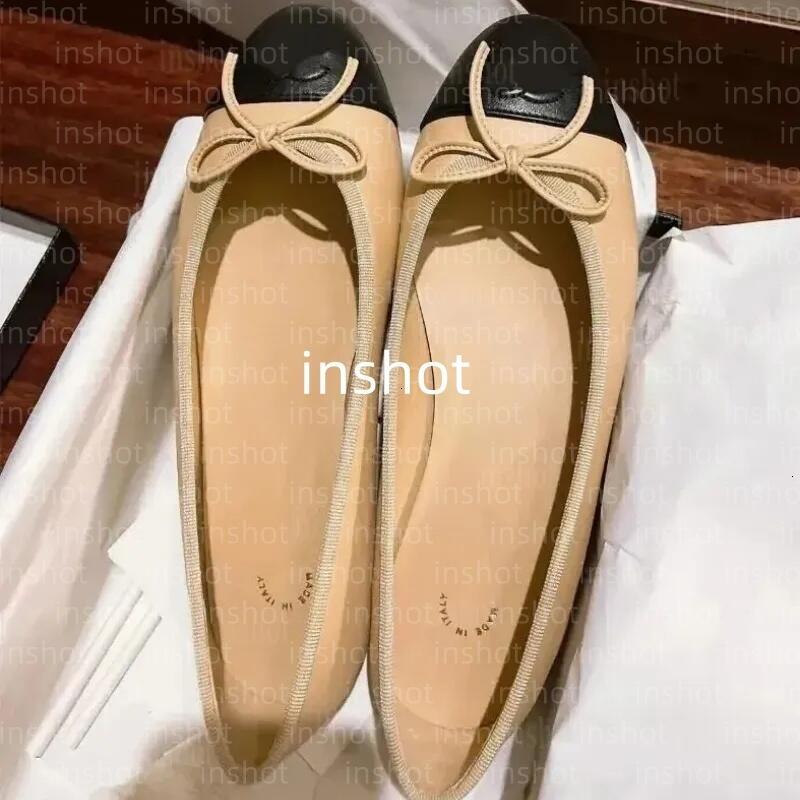 designers shoes designer Black Ballet Flats Shoes Women Quilted Genuine Leather Slip on Ballerina Luxury Round Toe Ladies Dress Shoes 35-42 02