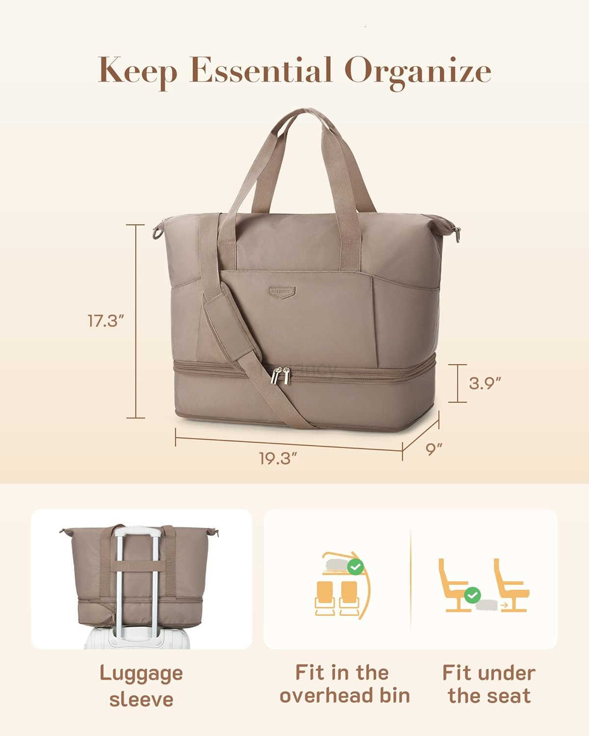 Weekender Bag for Women Foldie Travel Bag Expandable with Shoes Compartment Travel Duffel 50L Carry on Overnight GymY260116