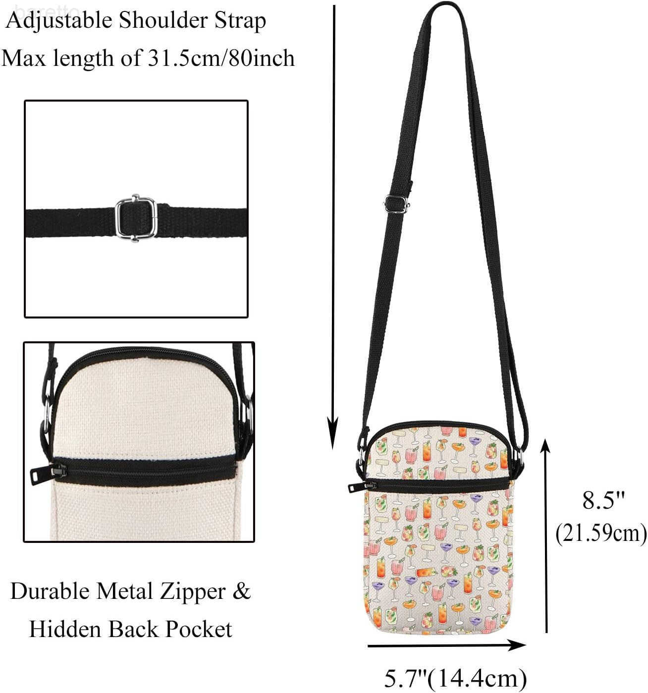 Bartender Gifts Cocktail Crossbody Bag Bartender Gifts for Cocktail Lovers Every Hour is Happy Hour Drinks Party Gift Z250909