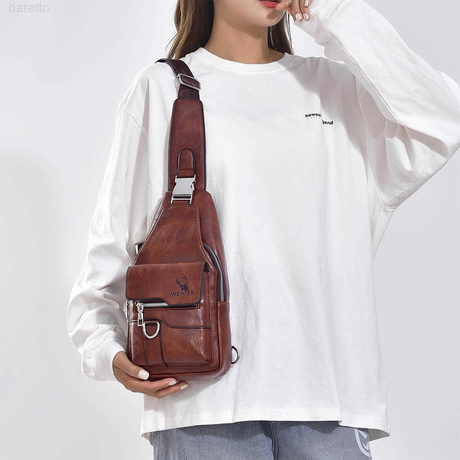 Bag for Men Crossbody Chest Bag Over the Shoulder Purse Casual Sling Backpack for Travel Hiking Cycling Z250910