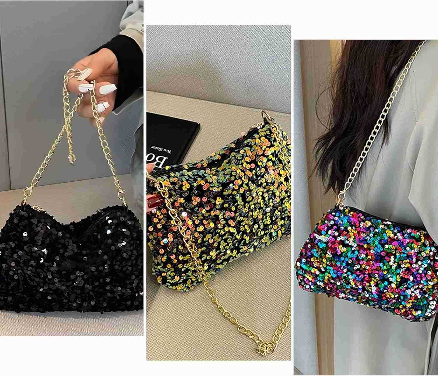 sparkly purse sequined disco shoulder bag bling purses for women Z25909