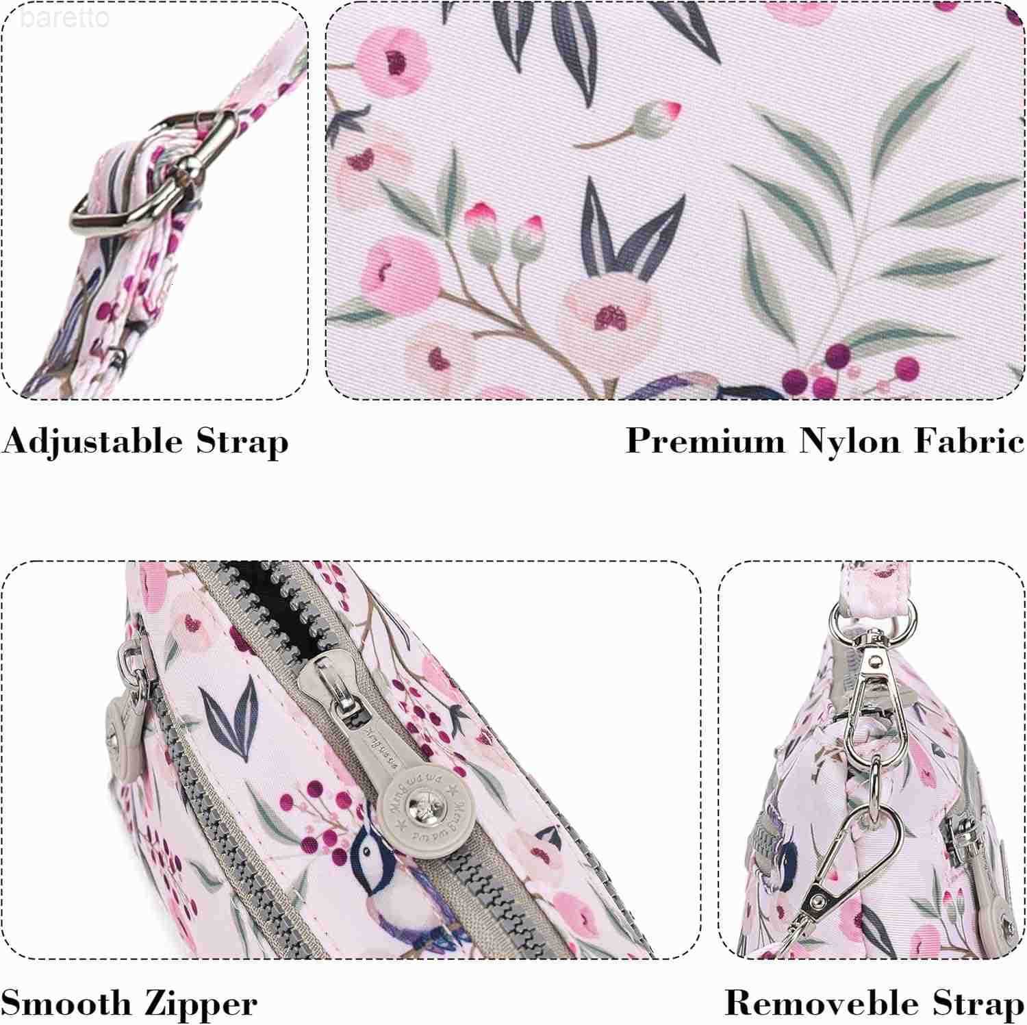 Printed Wristlet Wallet for Women Small Crossbody Purse Nylon Clutch Bag with Card Slots MultiPockets Z250909