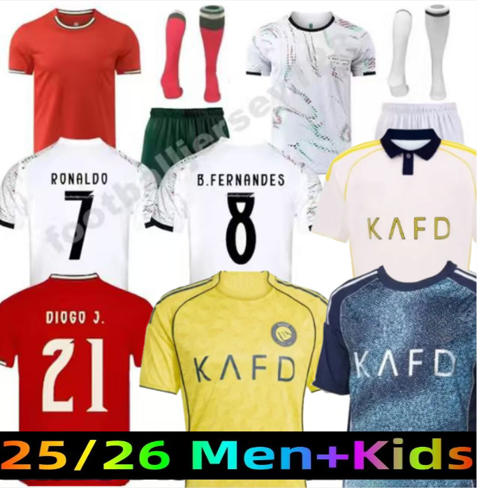 25 26 Portuguesa Portugal Soccer Jerseys FERNANDES RONALDO Cristiano Portugieser 2025 World Cup Football Shirts Men Kids Kit Team B.FERNANDES JOAO FELIX Al Nassr